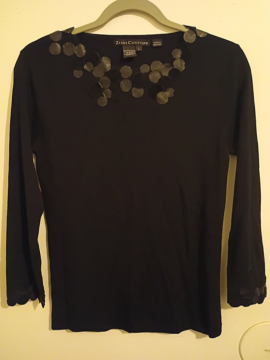 Ziani Couture Sweaters - Ziani Couture Black Long-Sleeve Sweater with Decorative Discs Sz L